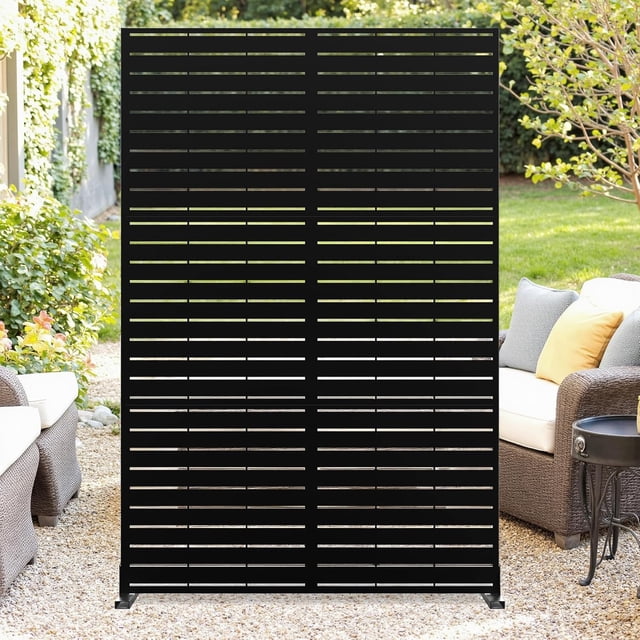 YUSAZENS Galvanized Steel Outdoor Privacy Screen, Weather Resistant for Patio Backyard Privacy Protection Black