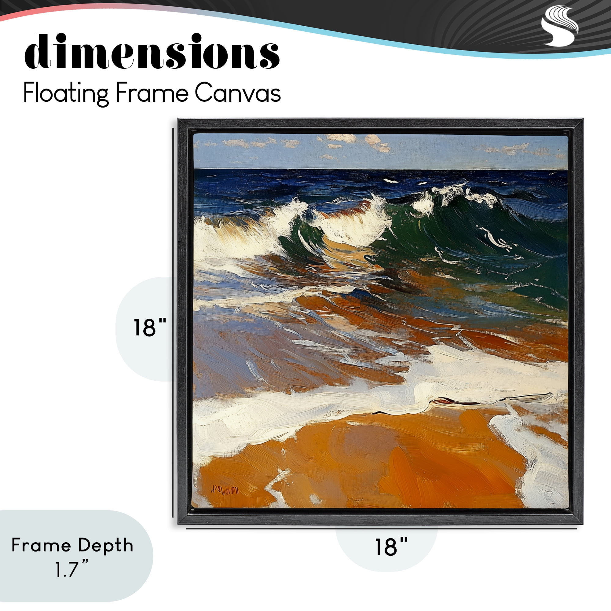 Stupell Industries Glassy Wave Break Black Framed Floater Canvas Wall Art, design by Walker Noble