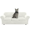 thumbnail image 4 of Stretch Velvet Plush Sofa Covers Couch Armchair Slipcover Protector with Cushion Covers, White, For 3-Seater Sofa, 4 of 13