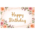 thumbnail image 7 of Floral Design Happy Birthday Pink Flowers Party Banner for Celebration Event Decoration Indoor Use, 7 of 7