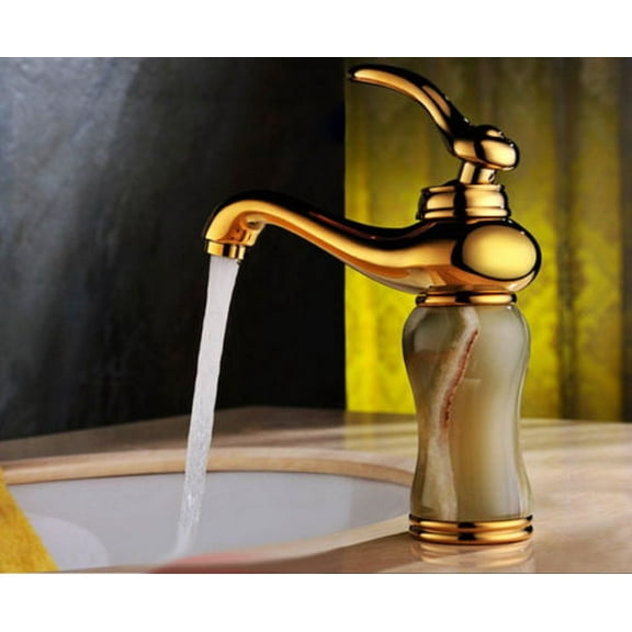 Juno Nantes Single Handle Luxury Gold Finish Bathroom Sink Faucet
