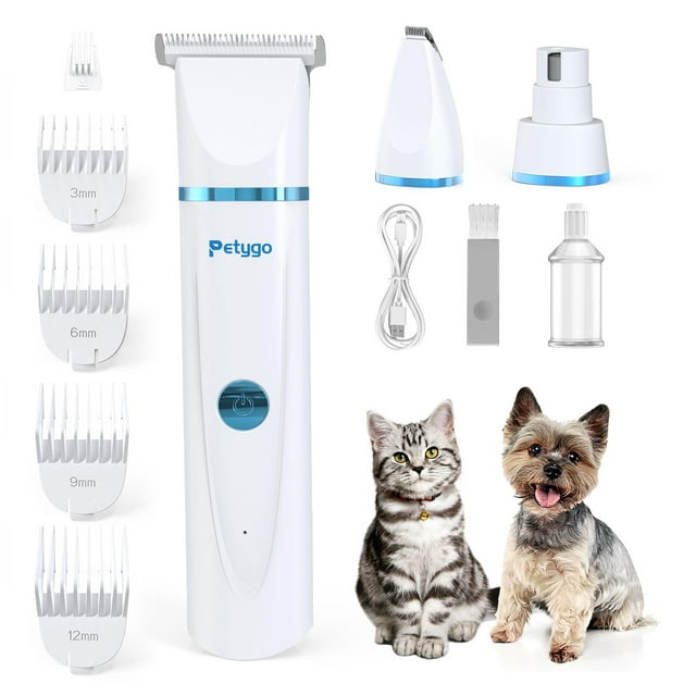Kit de aseo 3 en 1 PETYGO para perros y gatos con cortaúñas y molinillo