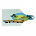 thumbnail image 1 of Retro Cutting Board, Vintage Car in Magic City Miami with Exotic Coconut Trees Sunny Day Beach, Tempered Glass Cutting and Serving Board, Wine Bottle Shape, Yellow Blue Orange, by Ambesonne, 1 of 1