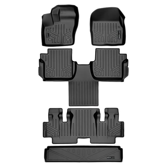 SMARTLINER 4 Rows Custom Fit Floor Liners Compatible with 2014 - 2017 Ford Transit Connect Long Wheel Base and Passenger Van