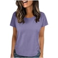 thumbnail image 3 of Women's Solid Color Round Neck Pullover Shirt Tops Blouses Long Sleeve Loose Fit Wrinkled Texture Casual Daily Wear Work Office Vacation Fashion Essential for Women | Sopatenor,Purple XL, 3 of 9