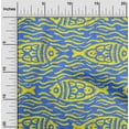 thumbnail image 2 of oneOone Polyester Spandex Blue Fabric Asian Block Fish Sewing Craft Projects Fabric Prints By Yard 56 Inch Wide, 2 of 4