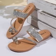 thumbnail image 6 of Dakaela Women's Flat Sandals Sparkly Rhinestone Ring Toe Summer Slides Flip Flops Ladies Dressy Casual Beach Slip on Slippers Shoes Gold Size 8.5, 6 of 9
