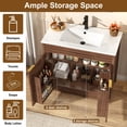 thumbnail image 4 of 36" Modern Bathroom Vanity with Sink and Faucet Combo, Double Fluted Door Vanity Set, Ceramic Integrated Basin, 6-Tier Smart Storage Organization, 4 of 11