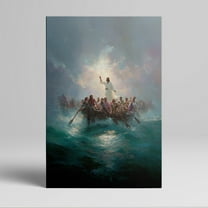 1pc Inspiring Jesus Calming the Storm Canvas Wall Art, framed Decor room hanging Wall Picture Decor for Home Gifts, living room, bathroom, bedroom, kitchen wall art decor canvas wall art