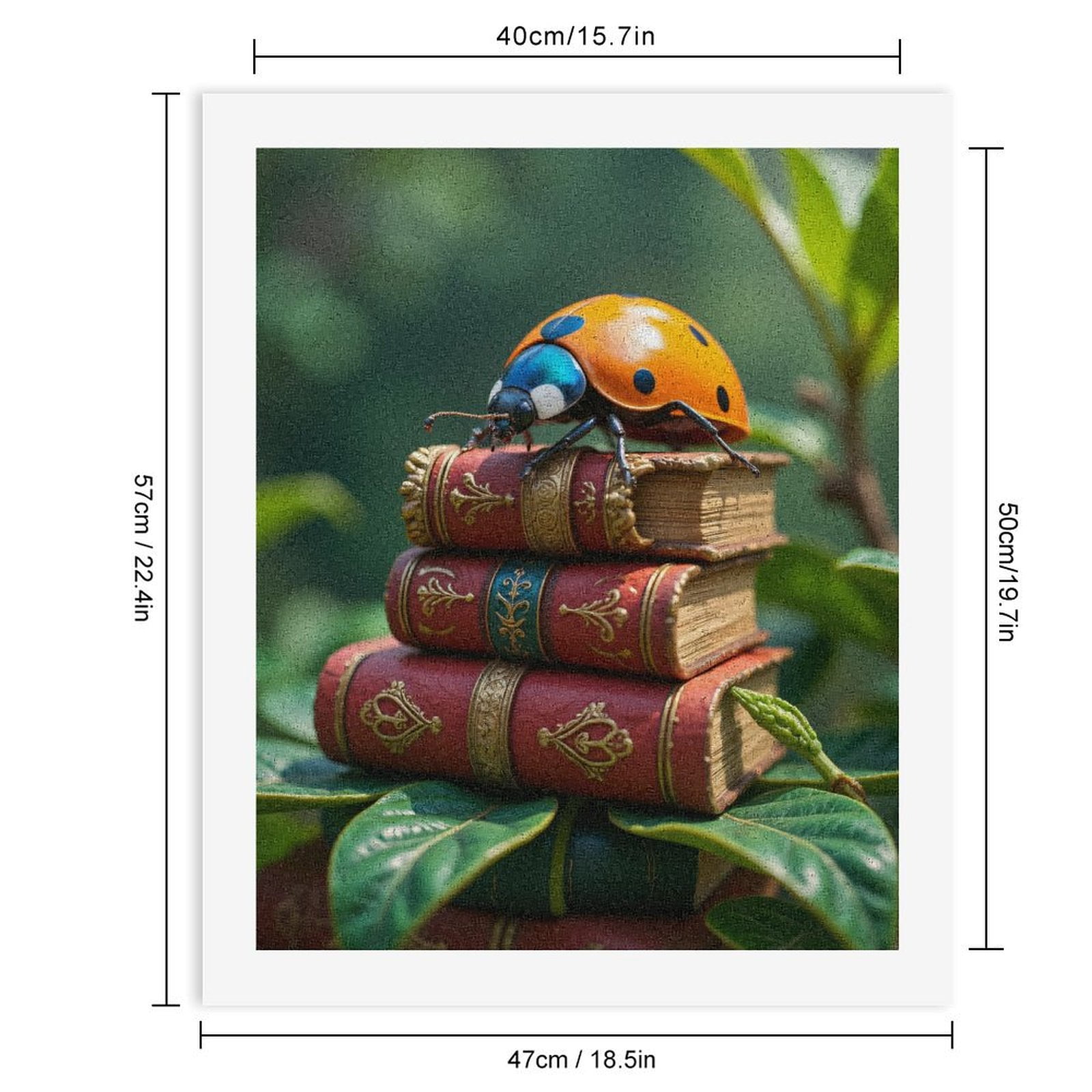 Paint by Numbers Kit for Adults, Ladybug Vintage Books Nature Scene Paint by Numbers, Easy Paint by Numbers Kit for Adults Beginner, DIY Adult Paint by Number Kits on Canvas, Home Decor