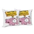 thumbnail image 6 of Ambesonne Funny Throw Pillow Cover 2 Pack, Save Time Shower Quick Piggy, 24", Pink and Yellow, 6 of 6