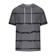 thumbnail image 3 of FAIWAD Men's Short Sleeve Hoodies Sweatshirt Striped Print Drawstring Athletic Lightweight Hoodies Tops, 3 of 4