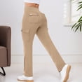 thumbnail image 2 of DHFJKG Yoga Pants Women Cargo Straight Leg Multi Pockets High Waisted Workout Sweatpants Solid Color Gym Athletic Versatile Trousers, 2 of 6