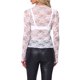 thumbnail image 3 of INSPIRAR CHIC Blusa de Mujer de Malla Transparente Cuello Alto de Manga Larga con Encaje Floral S Blanca, 3 of 6