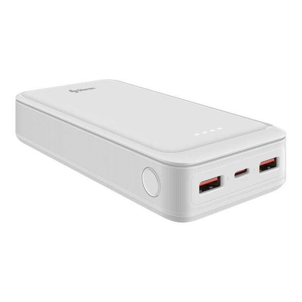 STEREN Power Bank de 20,000 mAh PD 20 W / QC 18 W con 1 salida USB C y 2 salidas USB, blanca