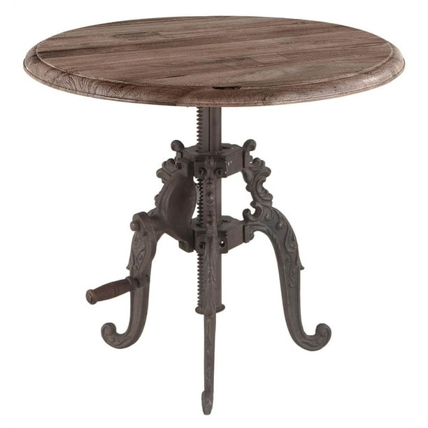 24 in. Adjustable Crank Side Table in Brown