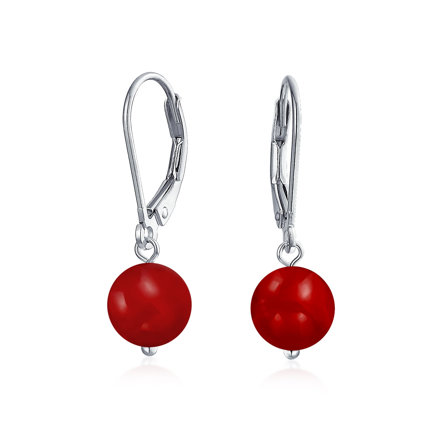 Red Oval Faceted Garnet Dangle Earrings 1.4" 925 Sterling Silver Ladies Jewelry