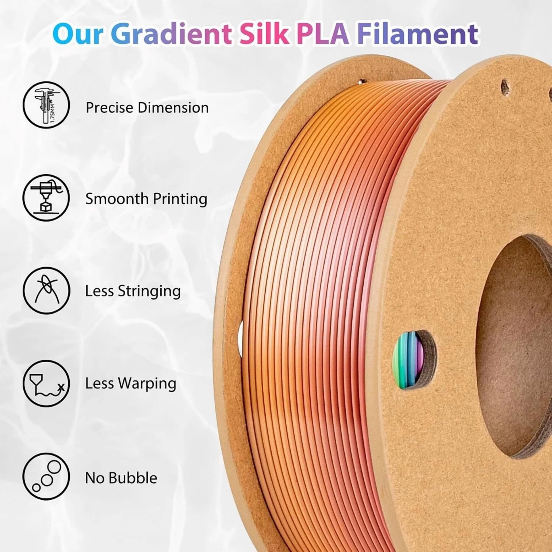 CRESTIN- Silk Rainbow Pla Filament 1.75Mm Silk Pla 3D Printer Filament Shiny Fast Color C