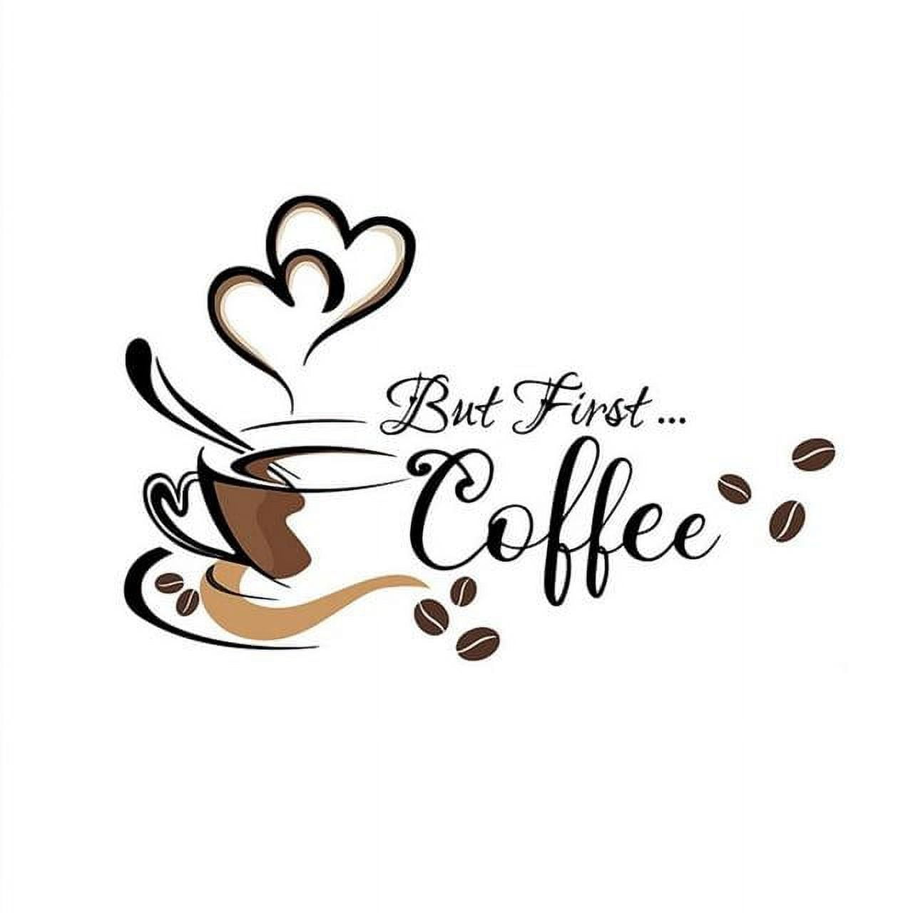 Coffee Time Wall Decals - Black Vinyl Kitchen Decor Stickers, Cafe Cups & Quote Art, Removable PVC