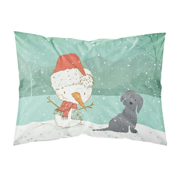 Black Maltese Snowman Christmas Fabric Standard Pillowcase