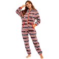 thumbnail image 3 of Mono de una pieza con cremallera para mujer, pijama de franela con capucha y estampado a rayas para invierno y Navidad, ropa para el hogar, 3 of 4