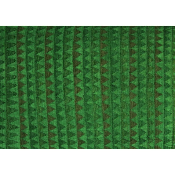 Ahgly Company Indoor Rectangle Abstract Green Modern Area Rugs, 3' x 5'