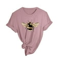 thumbnail image 5 of Baqcunre T Shirts For Women Womens Spring Summer Printed Short Sleeve O Neck T Shirt Top Women'S Tops Graphic Tees For Women Pink M, 5 of 5