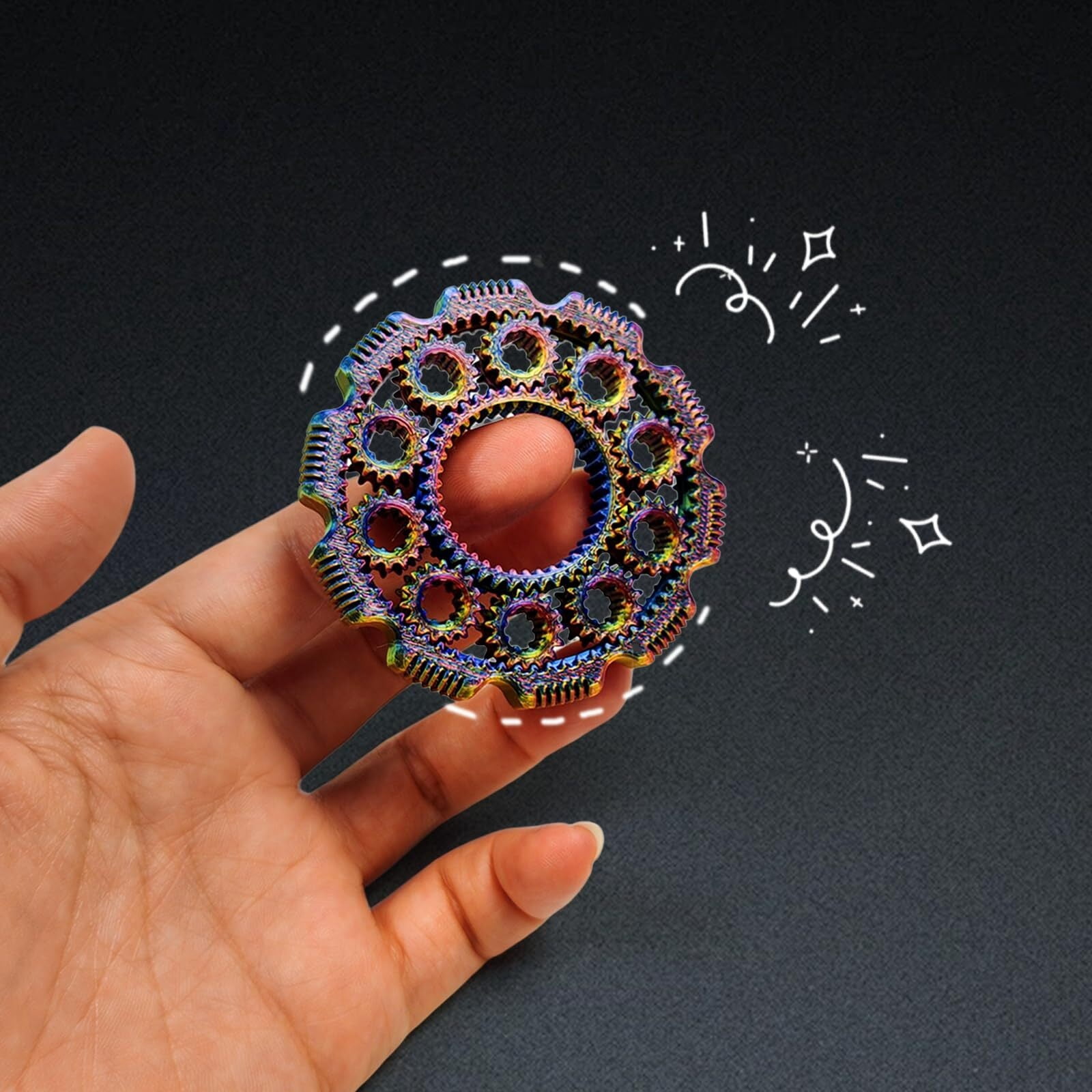 5 Pack 3D Printed Fidget Set, Rainbow Spinner & 12-in-1 Cube, Desk Stress For Adults, Sensory Focus Anxiety Gifts