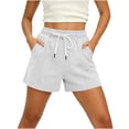 thumbnail image 5 of Byworldtasic Women's Elastic Waist Knee Length Bermuda Shorts with Drawstring Comfort-Fit Casual Shorts, 5 of 6