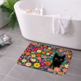 thumbnail image 3 of Spxubz Non Slip Flannel Polyester Floor Mat With Black Cat And Colorful Flowers Design For Bathroom Kitchen Bedroom Decoration 31.5x19.7 inch, 3 of 5
