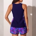 thumbnail image 4 of JoveMarine Women's Two Piece Sport Swimsuit Tankini Set with Swim Shorts Printed Athletic Beach Bathing Suit Bathing Suit For Womens Swimsuits Purple S, 4 of 5