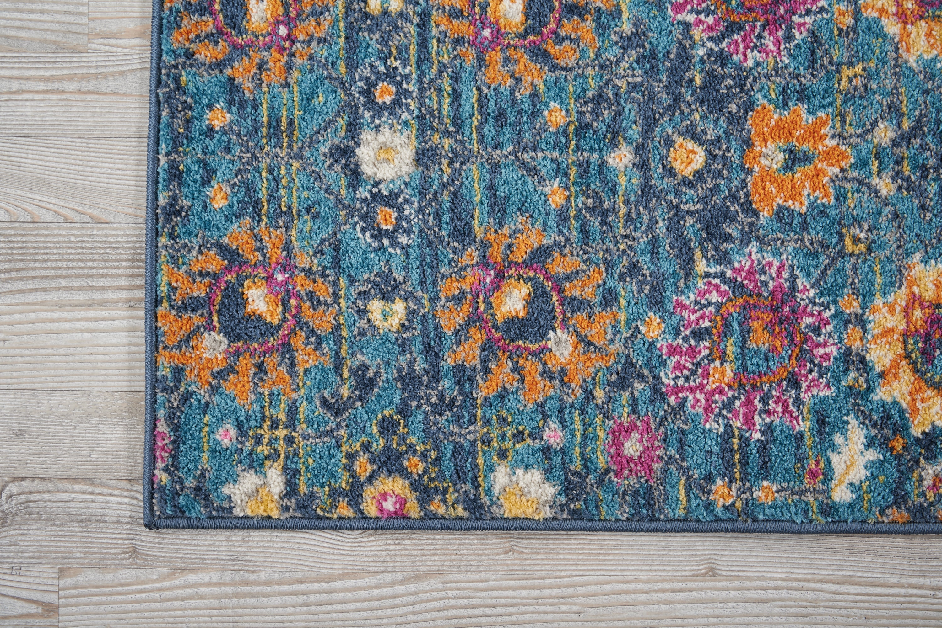 Nourison Passion Denim 1'10" x 6' Area Rug, Boho, Moroccan, Bed Room, Living Room, Dining Room, Kitchen, , Easy Cleaning, Non Shedding (6' Runner)