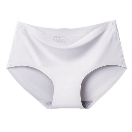 

Promotion! Women Seamless Underwear Mid Waist Panties Ice Silk Lingerie Breathable Comfortable Briefs Skin-Friendly Underpant White M
