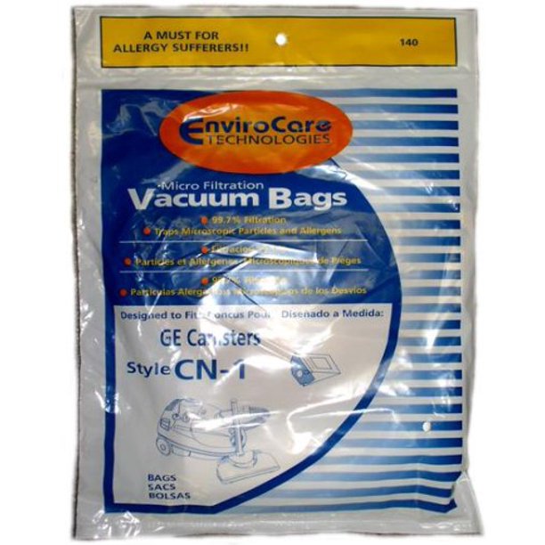 GE Canister CN1 Vacuum Bags Microfiltration with Closure 3 Pack By