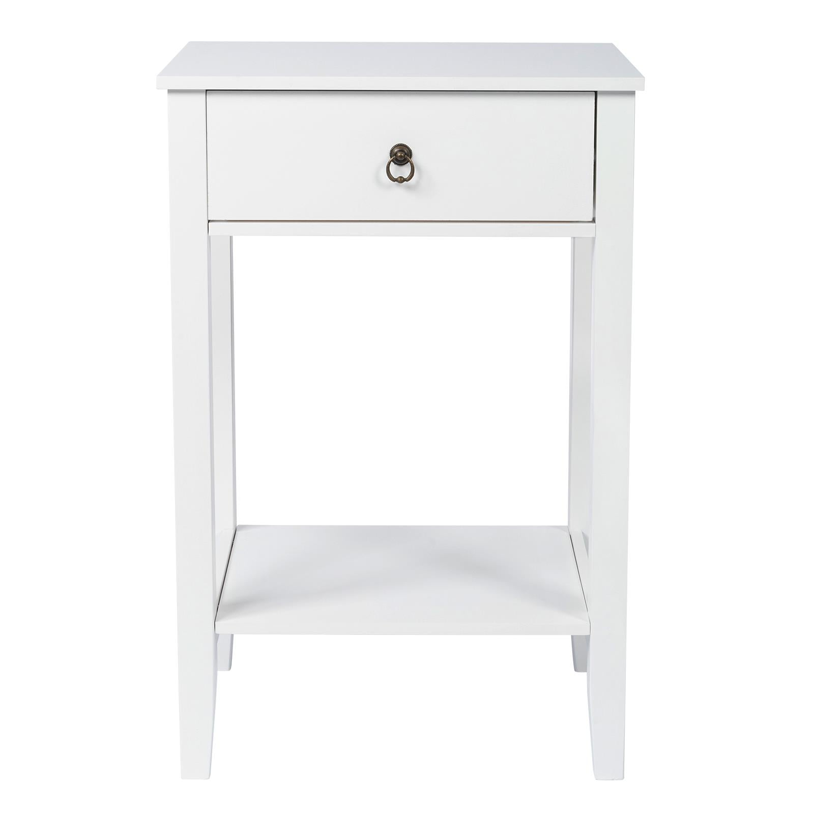 Ktaxon Wooden Side End Table Night Stand Storage Shelf with Bin Drawer Night Stand Sets of 2,White