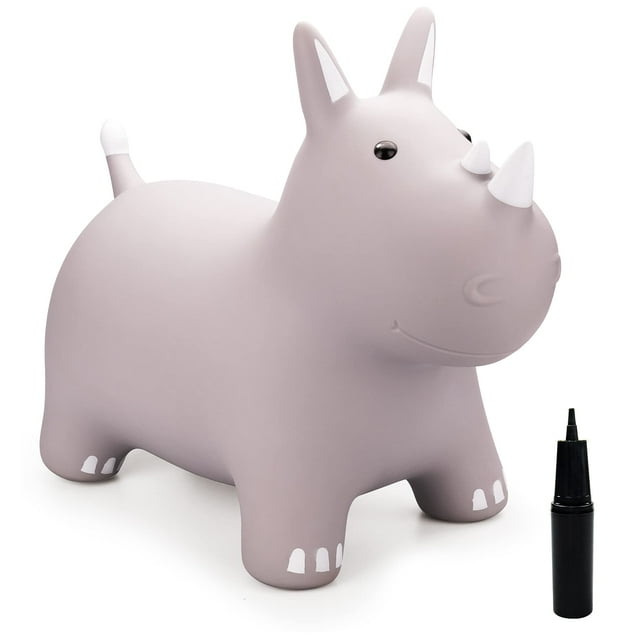Zoojoy Caballo hinchable Animales Tolva Inflable Caballo que rebota Animales de salto para niños pequeños Montar en juguetes saltadores para niñas/niños Gran regalo W/P (Gris)