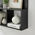 thumbnail image 3 of Danya B. Modern 3 Cube Floating Wall Shelf with Display Ledge - Easy to Hang Wall Mounted Triple Cubby Shelf - Black, 3 of 13