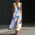 thumbnail image 2 of Stamzod Women's Floral Maxi Dress Summer Sleeveless Casual Boho Sundresses Flowy Long Dresses Vacation Outfits Multicolor O XXL, 2 of 8