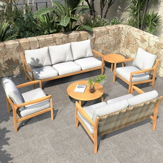 Danielle Outdoor 10 Piece Acacia Wood Sectional Sofa Set with