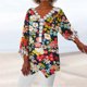 thumbnail image 2 of Mujeres Ocio Elegante Jersey Impreso Encaje Impresión Tres cuartos Manga Cuello en V Tops OAVQHLG3B Store lin121212, 2 of 5