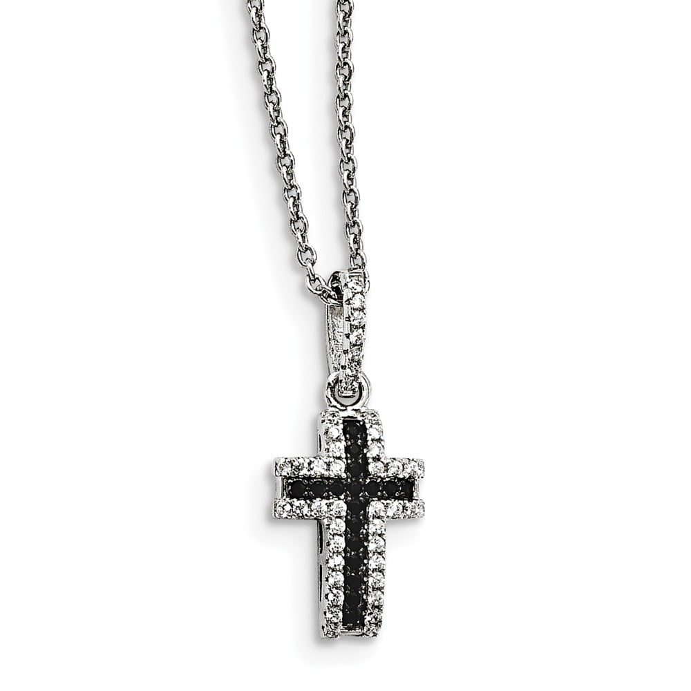 Details about   Sterling Silver Cross Necklace with Cubic Zirconia Stone 18" Chain 