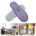 thumbnail image 4 of Unique Bargains 1 Pair Disposable Slippers Foldable Linen Closed Toe Slippers Hotel Slippers for Family Purple, 4 of 5