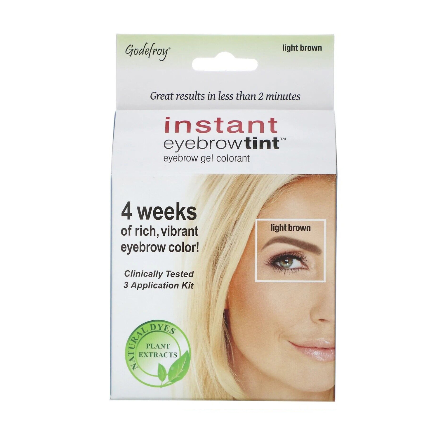 Godefroy Instant Eyebrow Tint Light Brown 3 Application Kit,Pack of 3