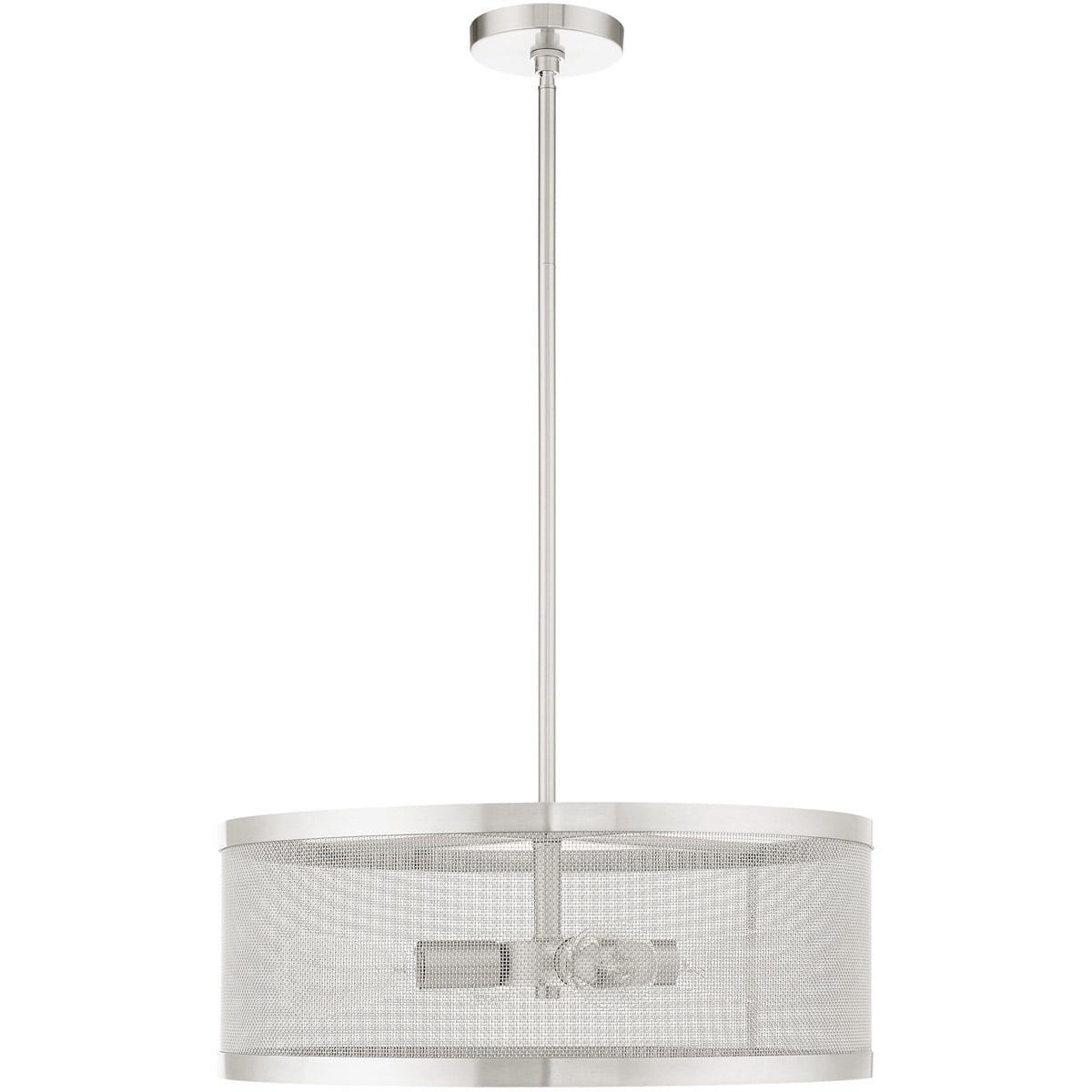 4 Light Brushed Nickel Chandelier with Brushed Nickel Stainless Mesh Shade