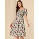 thumbnail image 2 of Vestido Midi Allegra K Fruncido Volantes Manga Corta Verde Talla L, 2 of 6