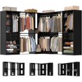 thumbnail image 4 of Closet System with Corner(3 Sets), iSunirm 90.5 inch Closet Organizer System with Wood Drawers, Hanging Rods, and Shelves, Reversible Walk in Closet System for Bedroom, 90.5"L*90.5"W*80"H, Black, 4 of 8