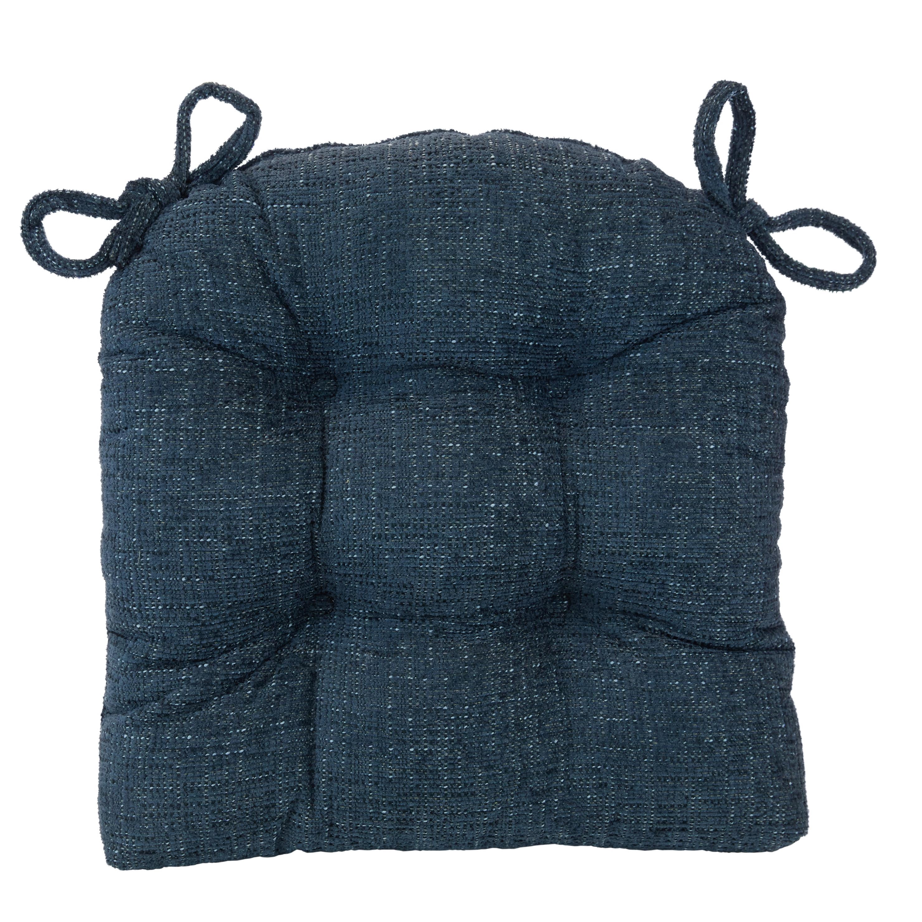 Klear Vu CloudFill Chair Cushions with Ties for Kitchen, Dining Chairs, Set of 2, Moondance Indigo