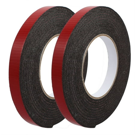 2Pcs 5M 15mm x 3mm Dual-side Adhesive Shockproof Sponge Foam Tape Red Black