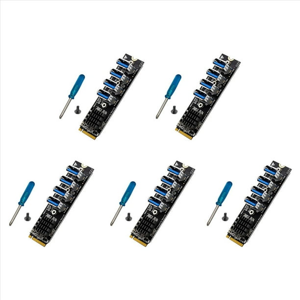 5X Tarjetas de ExpansióN M.2 M-Key Pcie M.2 una Pci-e X1 Adaptador de ExpansióN de Tarjeta GráFica USB3.0 de 4 Puertos Adaptador ASM1184E M.2