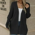 thumbnail image 4 of Ftwytp Cardigan Knitted Jumper for Women Casual Fashion Solid Color Long Sleeved Cardigan Loose V Neck Jacket Knitted Loose Cardigans, 4 of 5